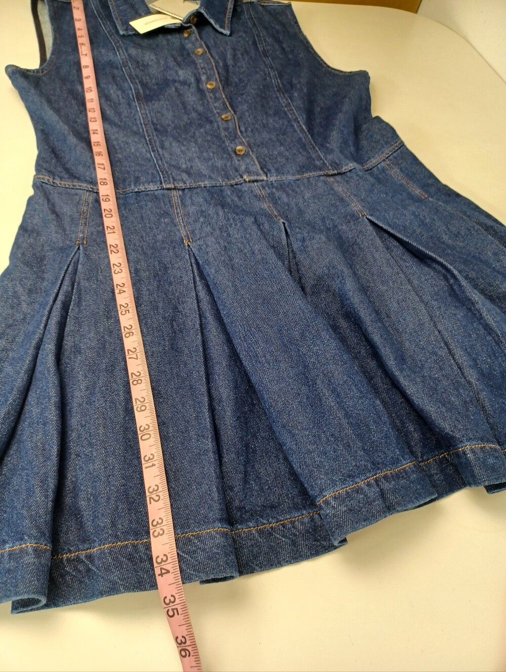 Reformation Arella Denim Mini Dress Size 6 Cotton Sleeveless Preppy In Flinders - Picture 11 of 14
